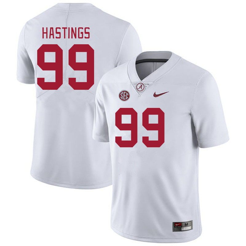 Men #99 Isaiah Hastings Alabama Crimson Tide College Footabll Jerseys Stitched-White